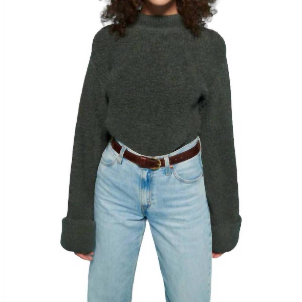 NEW NATION LTD briar cuffed funnel neck sweater in stoned moss
